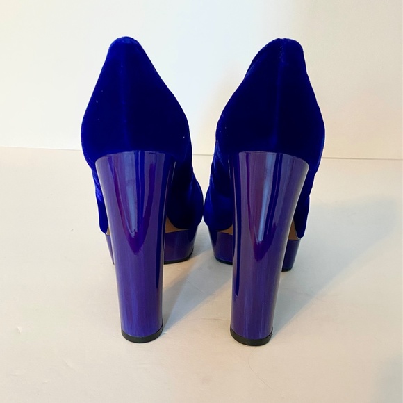 Rachel Zoe Leila New velvet indigo purple platform high heel size 6 - Picture 3 of 7
